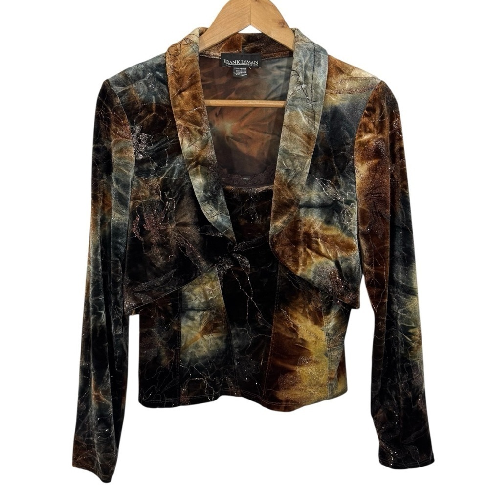 Vintage 90s Frank Lyman Velvet Top Set Sz 10 Crop Jacket Corset Tank 3 Ways NWT